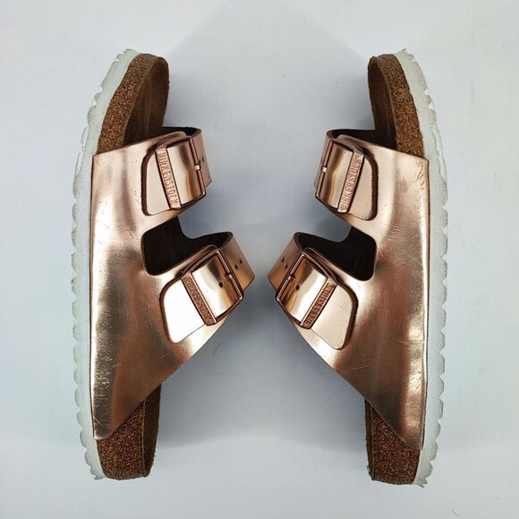 Birkenstock Women's Arizona Metallic Copper Leather Sandals Size 8.5 - Picture 6 of 10